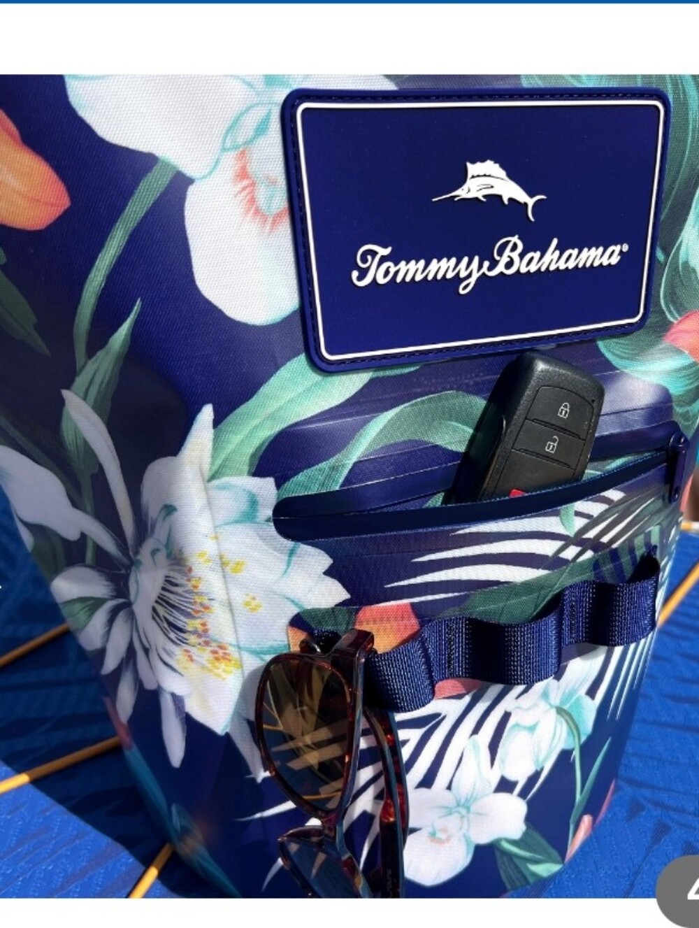 Tommy Bahama Navy Floral Waterproof Duffel - Picture 2 of 3